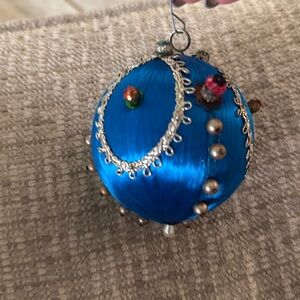Vintage Sequin Push Pin Satin Ribbon Beaded Velvet Handmade Christmas ornament